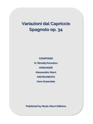 cover image of Variazioni dal Capriccio Spagnolo op. 34 by N. Rimskij-Korsakov